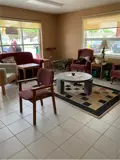 Lounge area with tables and chairs