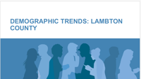Cover Page for Demographic Trends: Lambton County - 2021-illustration of different people in shades of blue