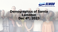 Image of cover page for local imagration data for 2023 with Sarnia Lambton Workforce Development Board Logo and image of newcomers