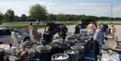 Residents dropping off items at mobile household hazardous waste depot